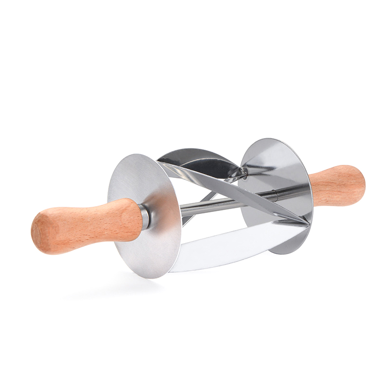 Stainless Steel Bread Wheel Baking Kitchen Knife Hob Croissant Tool Croissant Knife Croissant Cutlery Wooden Handle: Default Title