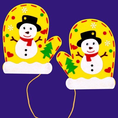 Gant de noël, non-tissé, pour enfants de noël, fait à la main, paquet de matériel pour faire soi-même, gant dessin animé, bricolage maternelle: snowman