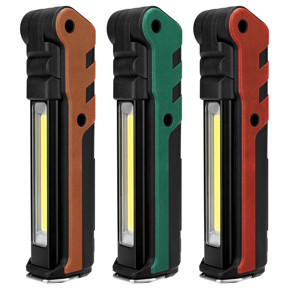 pliable en plein air Camping lumière Portable lanterne USB COB travail lumière lampe de poche avec crochet suspendu, aimant construit batterie