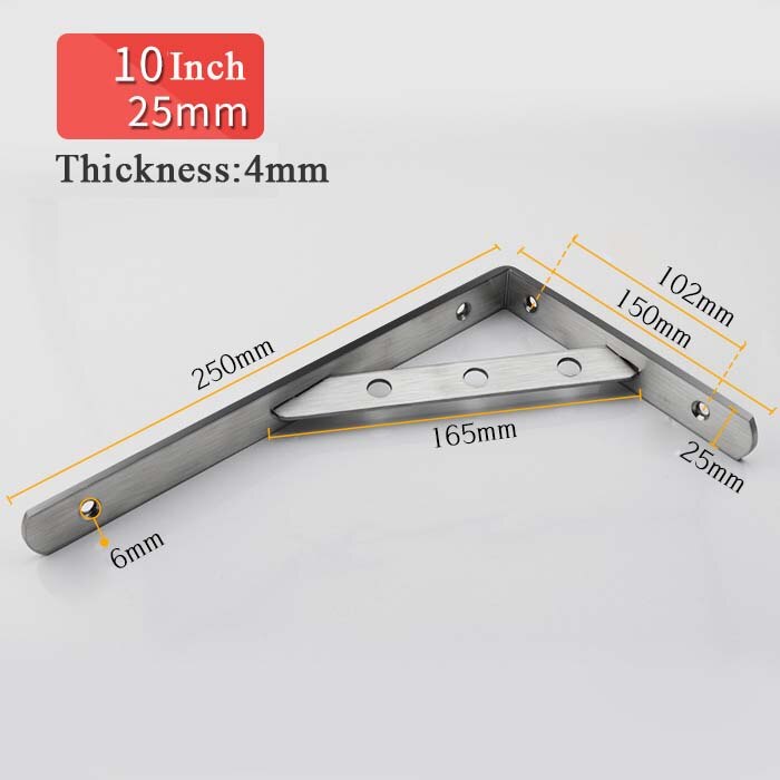 Shelf L Bracket Tripod Triangle Stainless Steel Solid Shelf Support Corner Brace Joint Right Angle Bracket Corner Shelf Support: 10