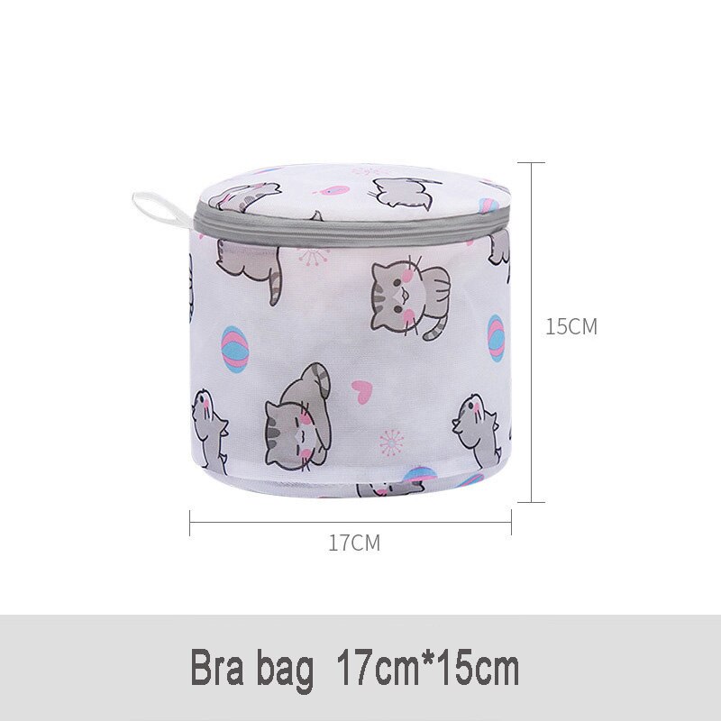 Polyester Printing Mesh Laundry Bag Underwear Bra Socks Washing Bag Washing Machine Foldable Laundry Organizer for Dity Clothes: Bra bag 15-17cm