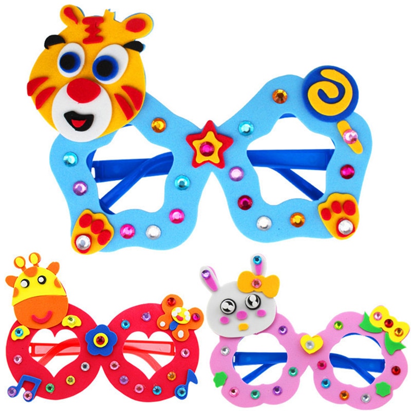 arts crafts diy toys Cartoon Glasses Baby crafts kids Puzzles educational for children&#39;s toys Fun party diy girl/boy 02