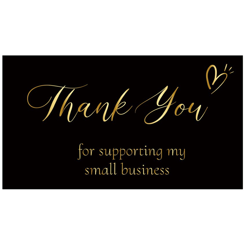 50/500pcs Black Gold Foil Thank You Cards for Supporting My Small Business Thanks Greeting Cards for Retail Store Handmade: Card B 50pcs