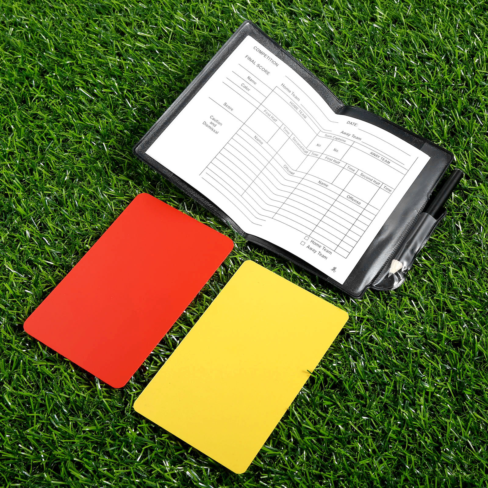 Gohantee fußballzubehör: schiedsrichter-notizbuch mit roter und gelber karte sowie bleistift für fußballschiedsrichter