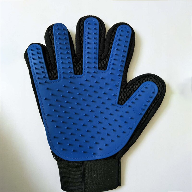Pet Glove Cat Grooming Glove Pet Deshedding Brush Glove for Cats Dog Hair Remove Brush Dog Cleaning Combs Massage Gloves: Blue / Left hand