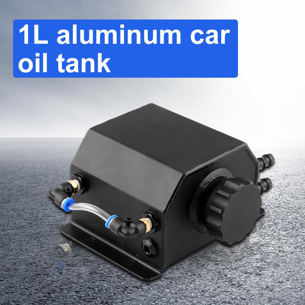 Universele 1L Aluminium Auto Oil Catch Kan Automobiles Voertuig Olie Tank Reservoir + Drain Plug ID 37mm Oil Catch kan Breather Tank