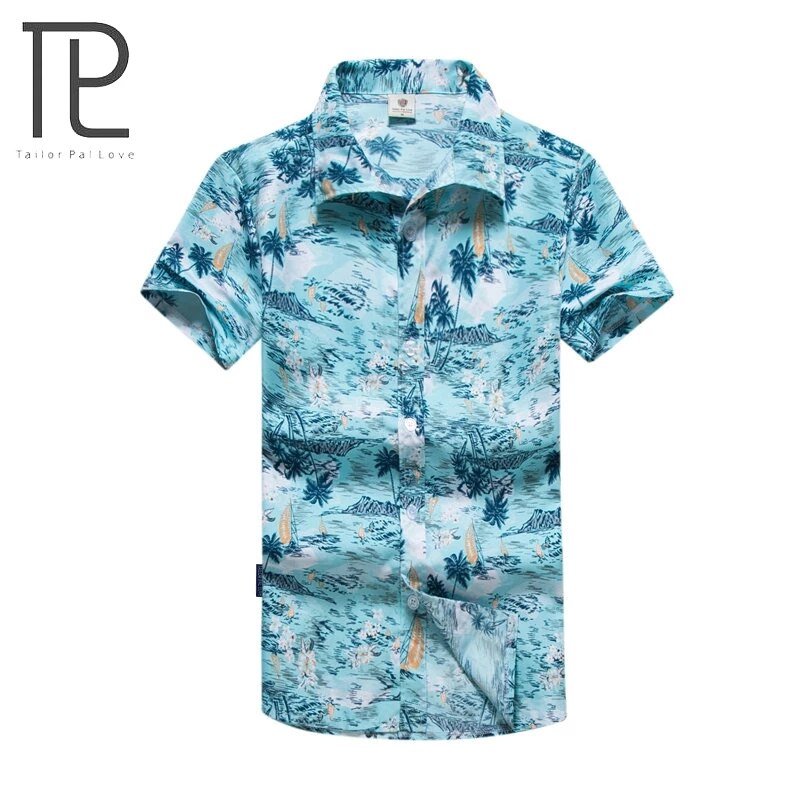 Camicie da spiaggia casual estive da uomo su misura Pal Love mare nuoto surf abbigliamento da trampoliere camicie a maniche corte: L