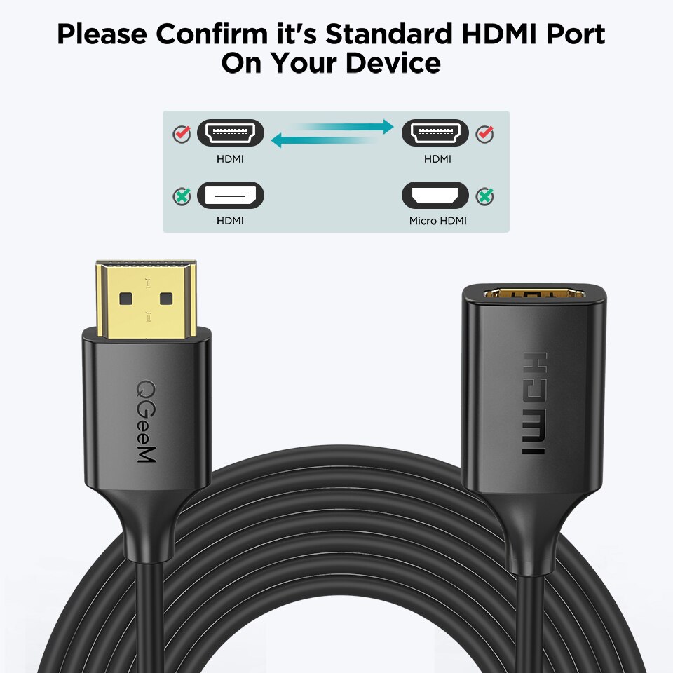 QGeeM 4K HDMI Extension Cable Extender Adaptador HDMI 2.0 para Xiaomi Xbox Series X PS5 PS4 TV Box Chromebook Computadoras portátiles Tabletas Apple TV Macho a hembra HDMI Divisor HDMI Cables de alambre digital 4K HDMI