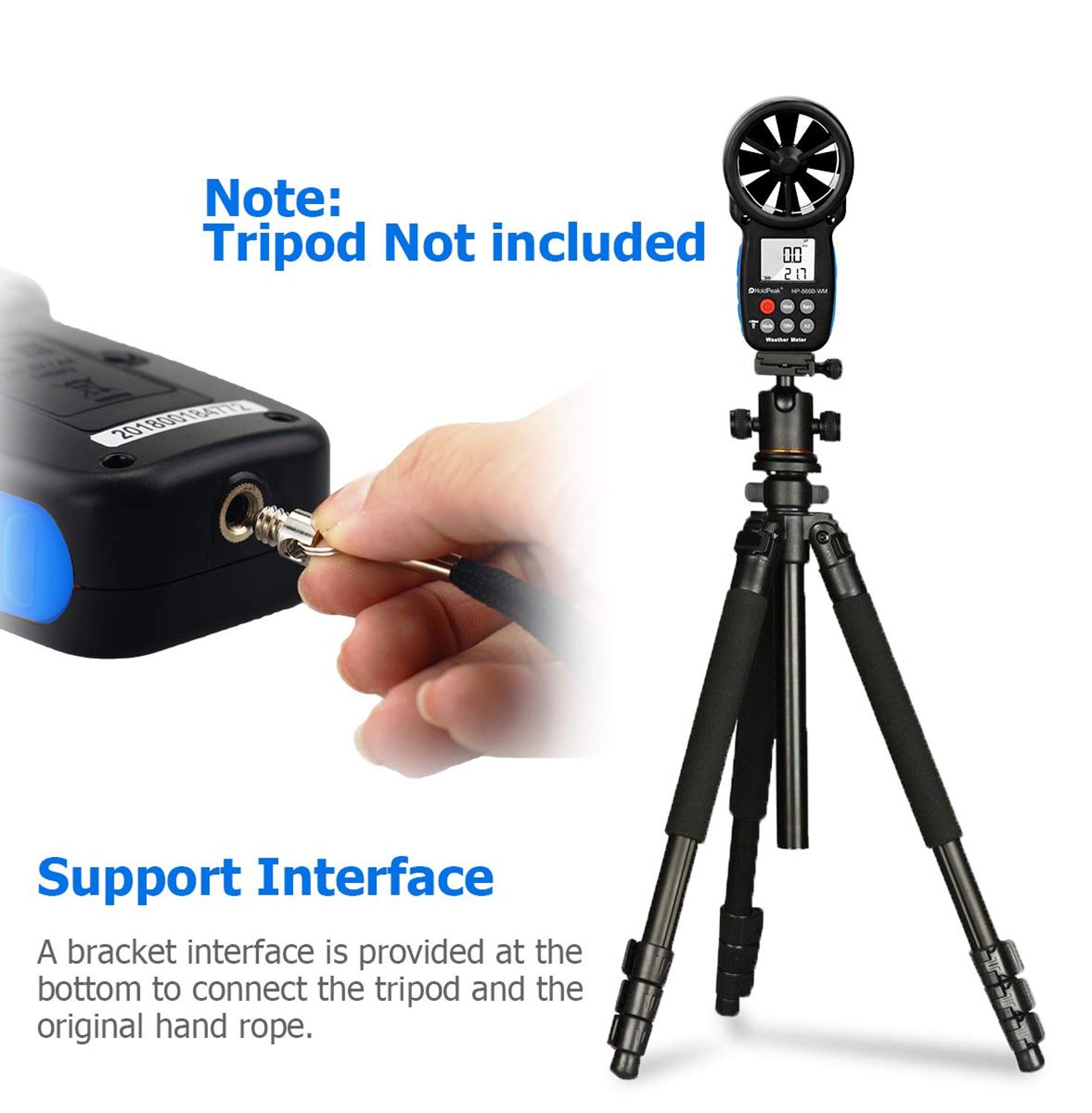 Digital Anemometer 866B-WM Handheld Wind Speed Meter with Back Light LCD Screen for Measuring Wind Speed Temperature humidity