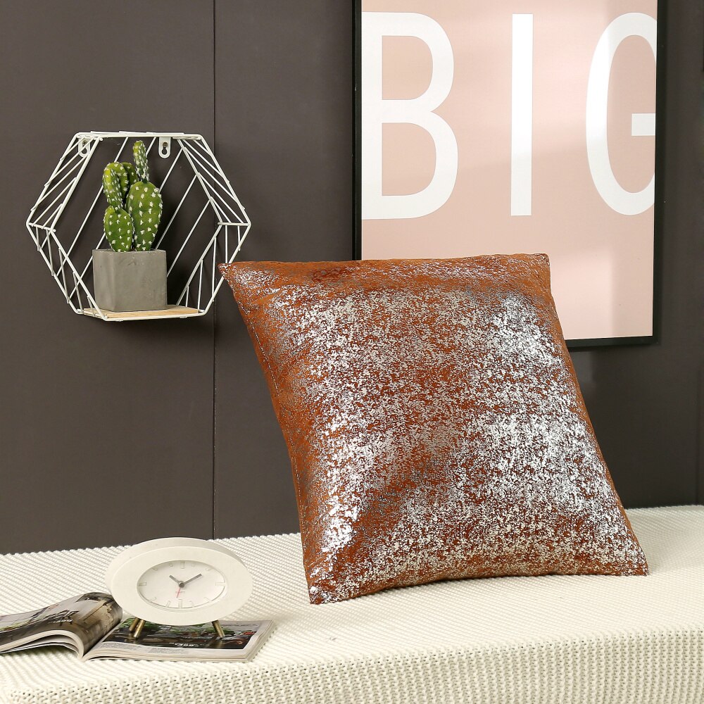 Luxe bronzen gouden zilverfolie kussenhoes decoratieve kussens voor kantoor, hotel, auto, effen kleur serie kussensloop: Model 5