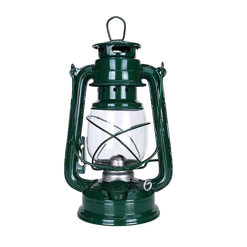 Lampe Kerosene rétro classique de 25cm, 6 couleurs, 235, lanterne à intensité réglable, mèche, lumières portables, ornement: Height 25cm Green