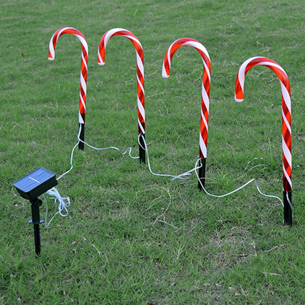 Candy Cane Solar Powered Luz Jardín luz LED Patio decoración 1 juego Polycrystal Solar Panel carga jardín decoración luces