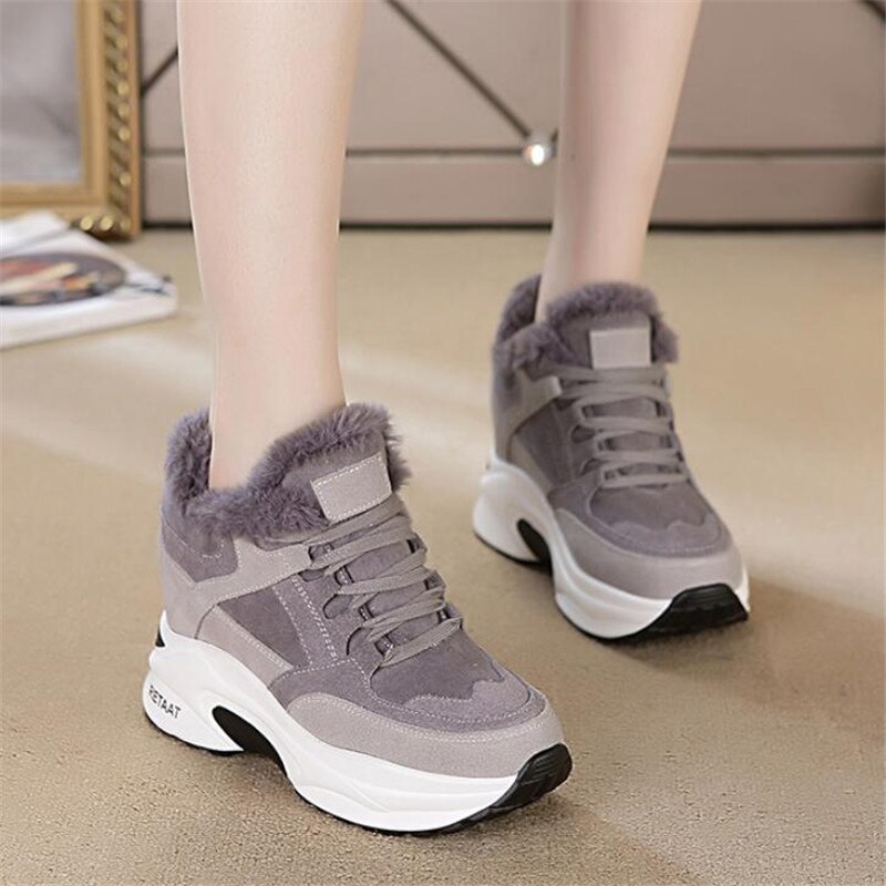 Damesschoenen winter sneakers warme bont dikke platform pluche casual schoenen comfortabele dames wedge sneakers feamle  y957