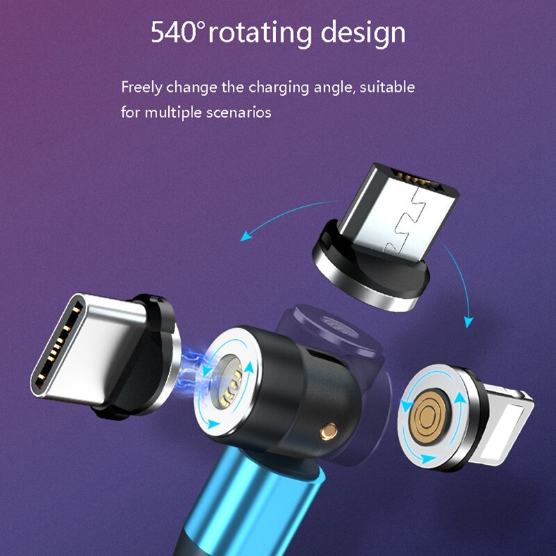 Câble de chargement magnétique LED Micro USB type-c, charge rapide, éclairage lumineux, pour téléphone intelligent