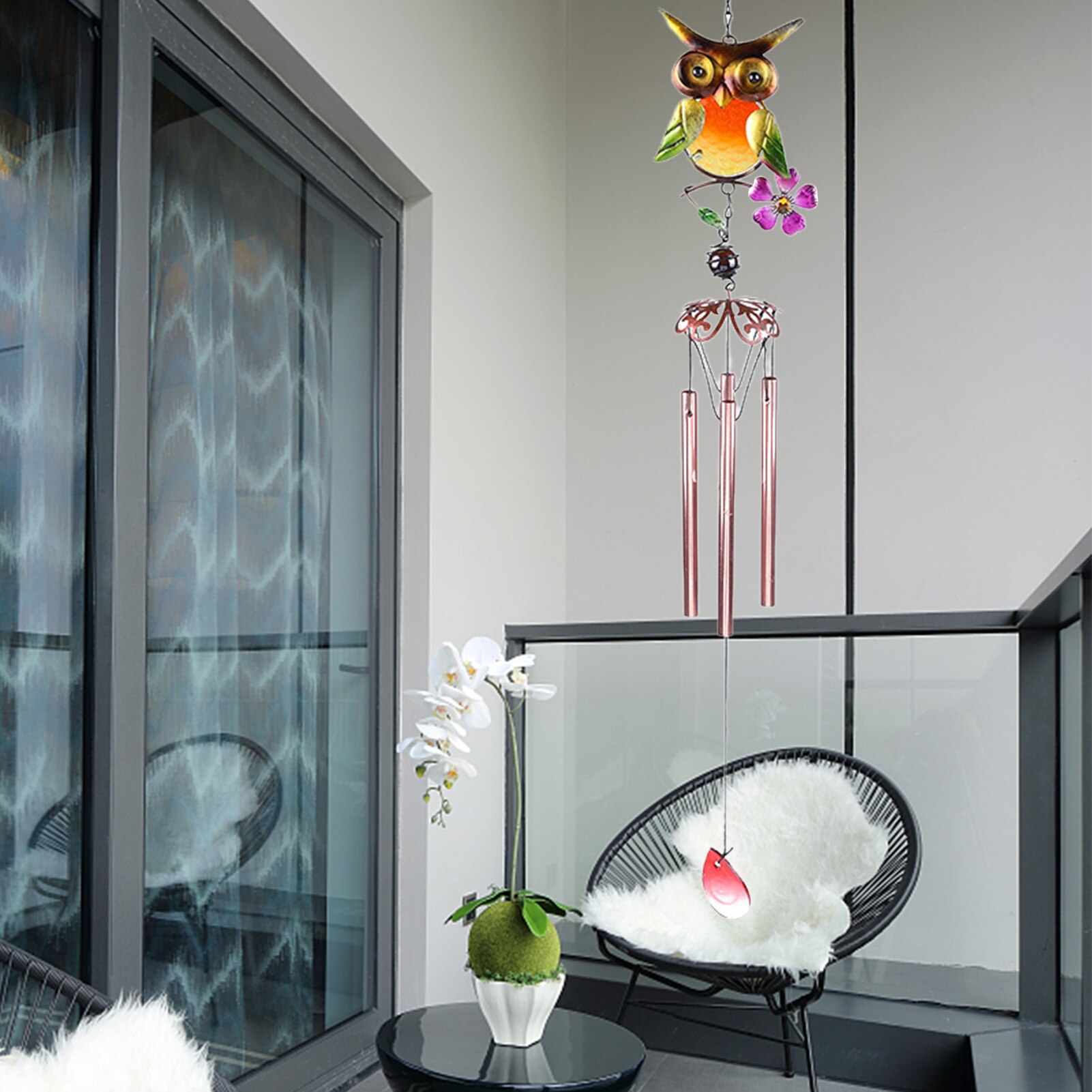 Tuin Patio Uil Windgong Met 4 Holle Buizen Of Wind Bell Home Decor Kan Een Helder Geluid Met de Wind.