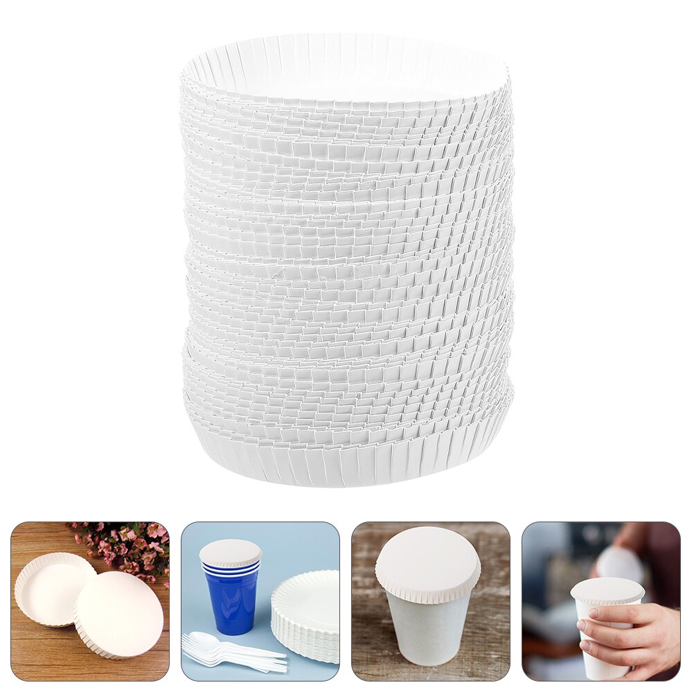 100Pcs Disposable Cup Covers Paper Portable Safe Drinking Lids Paper Mug Cover Paper Cup Lids: 7.5X7.5CM