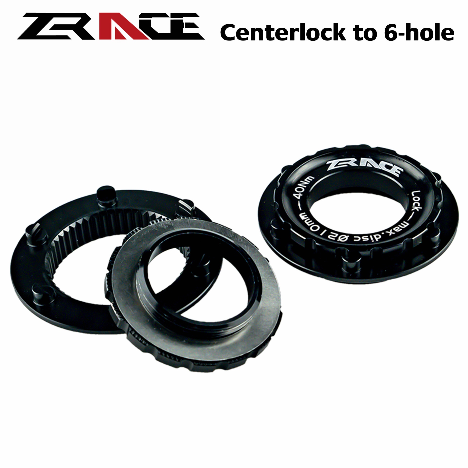 Zrace centerlock  to 6- hul adapter, center lock konvertering 6 hul bremseskive, center lås til 6 bolt, sm-rtad 05 /  sm-rtad 10