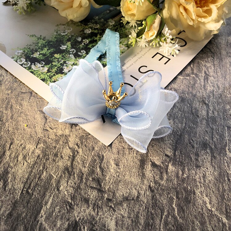 Bebê meninas bowknot coroa bandana laço elástico princesa faixa de cabelo moda novo estilo crianças acessórios para o cabelo: blue 1pcs