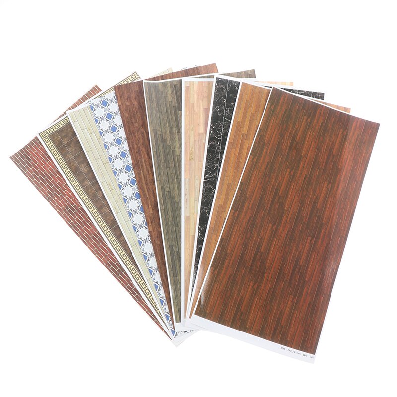 1 Pc 14*29cm Architectual DIY Dollhous floor sticker kitchen bathroom wall paste wood floor wall paper