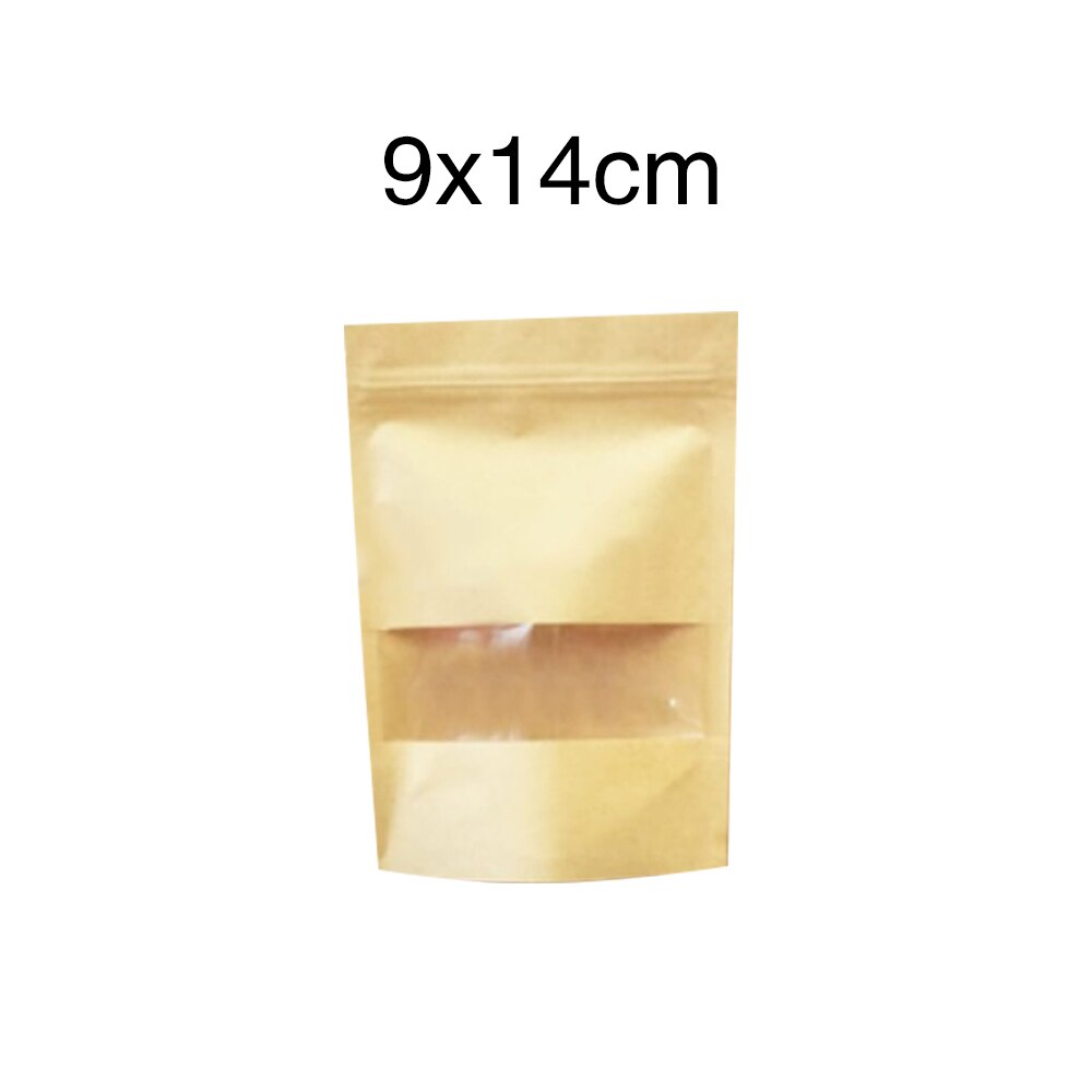 50 st robust matförseglingsficka genomskinliga paketpåsar kraftpapper slitstarkt självförslutande godispåse nötpåse skrubb: 9 x 14 x 3