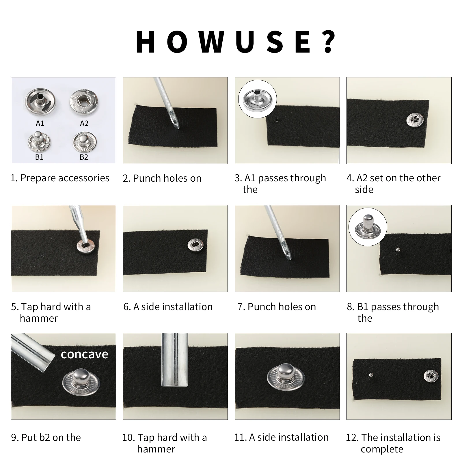 Neue Leder Druckknöpfe, 12,5mm schwer Pflicht schnappen Befestigungen, 14 Farben Leder Schnappt für Kleidung, jacken, Jeans Trägt, Armbinde