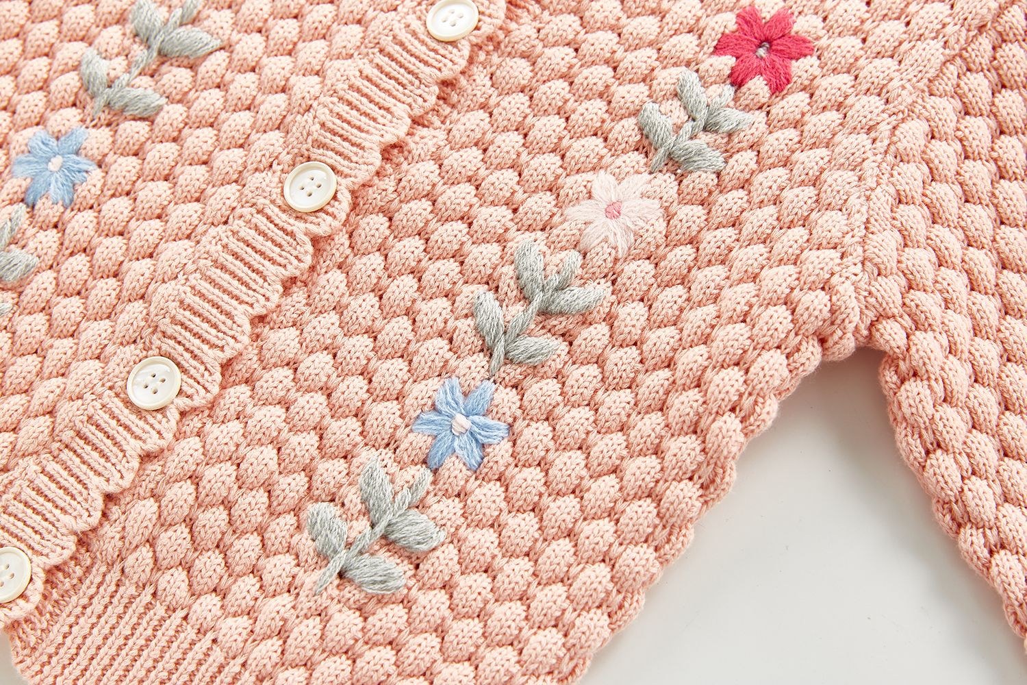 Hösten baby handbroderad stickad tröja kappa topp all-match cardigan småbarn flicka vinterkläder