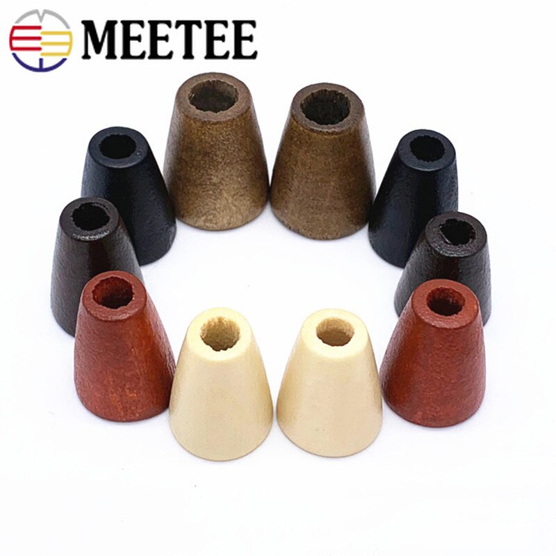 Meetee 20 stk træ trompet vedhæng prop spænde hat reb bælte snor lås gør-det-selv snøre hale klip snor ende tilbehør  ds015