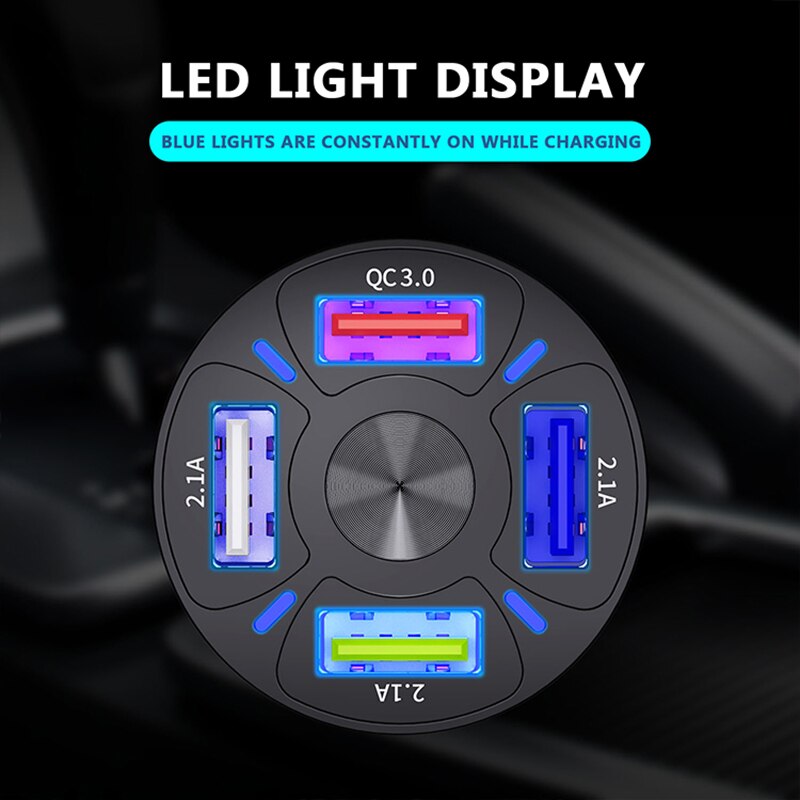 LISM USB Car Charger 4 Ports 48W Quick 7A Mini Fast Charging For iPhone 11 Xiaomi Huawei Mobile Phone Charger Adapter in Car