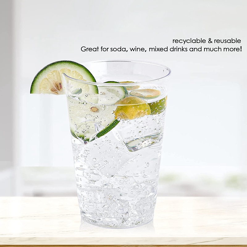 100 Pack Clear Plastic Cups Heavy Duty Plastic Tumblers,Reusable Clear Hard Plastic Cups Tumblers For Wedding