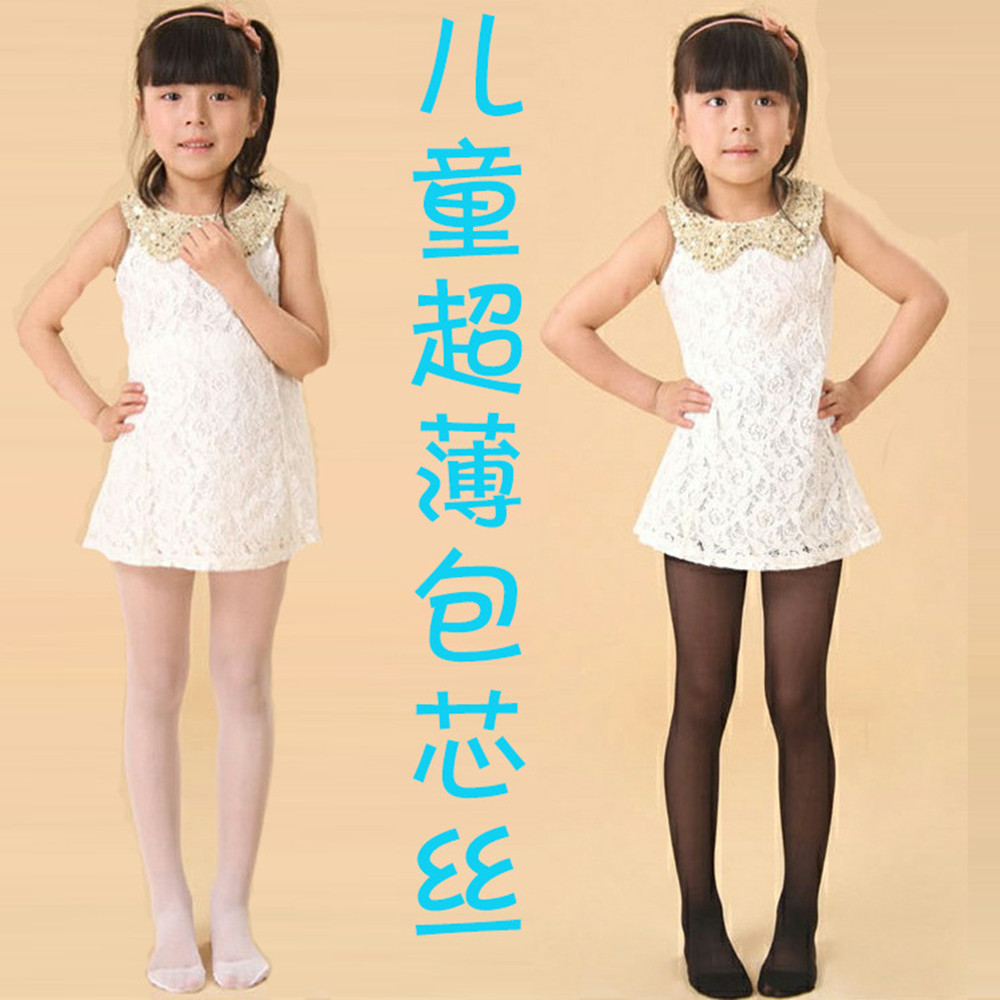 80-135cm dziecko dziecko pantynose lato cienki jedwab pończochy dziecko dzieci cukierkowe kolory jedwabne pończochy dziecko taniec biały 5 sztuk