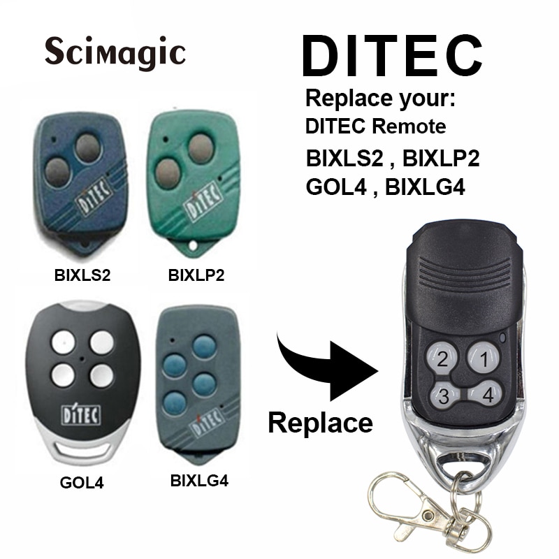 DITEC garage door remote control 433mhz rolling code DITEC GOL4 BIXLG4 BIXLP2 BIXLS2 remote garage command transmitter 433.92mhz