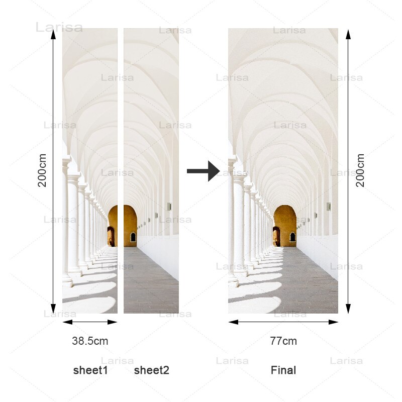 Wasserdichte Kunst 3D Drucken Aufkleber Hause Dekoration Aufkleber Weiß Gebäude PVC Tür Selbst Klebe Poster Für Schlafzimmer Aufkleber