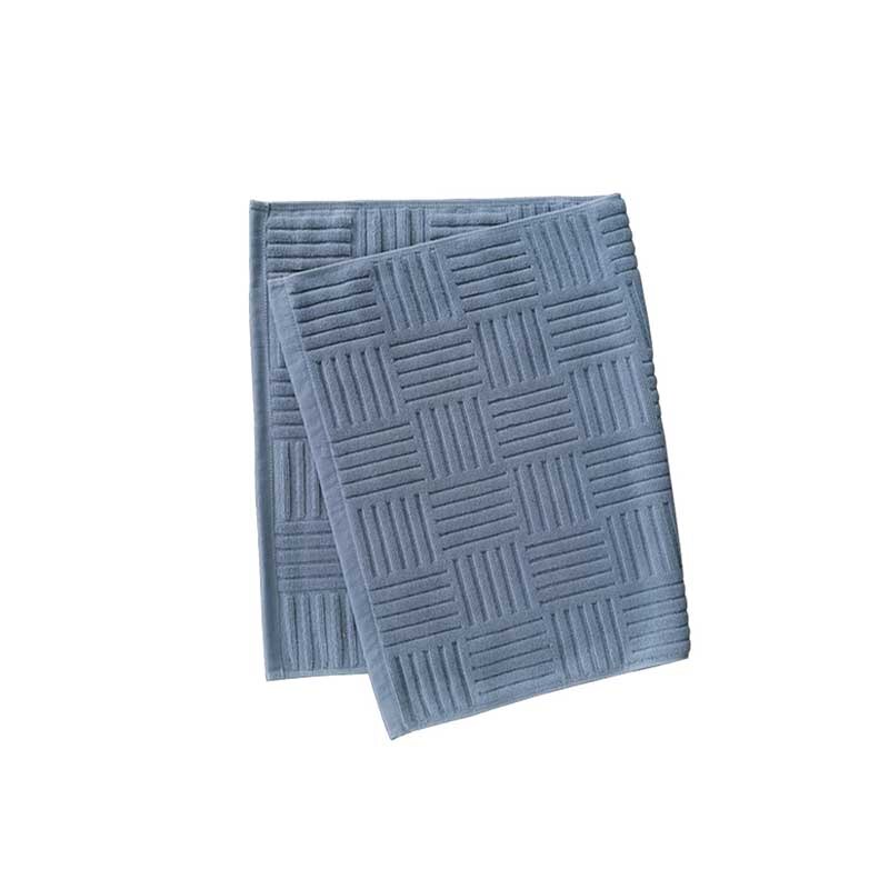 100% Katoen Badmat Ant-Slip Voeten Handdoek Bamboe Graan Hotel Badkamer Tapijtingang Deurmat Absorberende Wc Vloermatten tapis: weight 420g blue