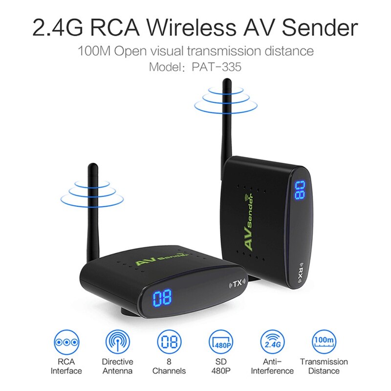 2.4 GHz Wireless AV Sender o Video Transmitter & Receiver Long Distance PAT-330 EU Plug