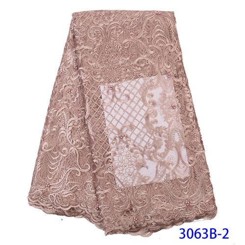 Embroidered Nigerian Lace Fabric Cotton African Lace Fabric French Lace Fabric Wedding Party Dress YA3063B-1: Picture 2