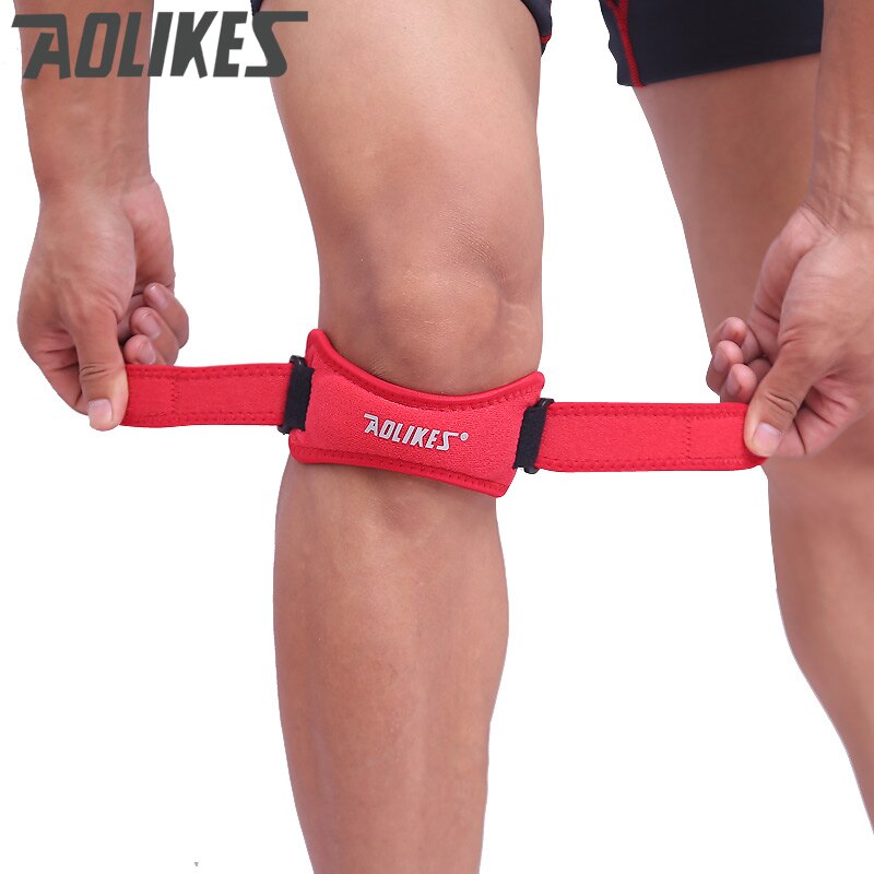 AOLIKES-Soporte de tendones ajustable para rodilla, rodilleras para correr, baloncesto, daños al aire libre, previene el gimnasio: Red 7919 / 2 Piece