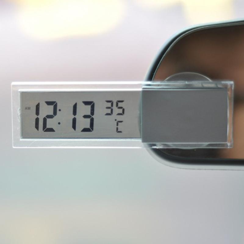 Mini 2 in 1 LCD Digital Auto Auto Lkw Uhr Thermometer mit Saugnapf AG10 Geschmack Zelle Batterie Betrieben 90x 27x15mm