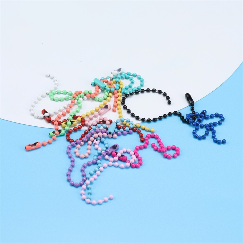 20 sztuk/paczka Multicolor metalowa kula łańcuszki z koralików Spry malowane breloczki klucz wisiorki złącze dla DIY brelok tworzenia biżuterii