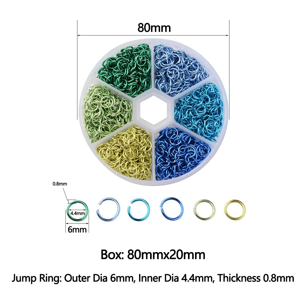 1080pcs/box Dia 6mm Mixed Colors Aluminum Open Jump Rings Split Rings for DIY Jewelry Making Findings Handcraft