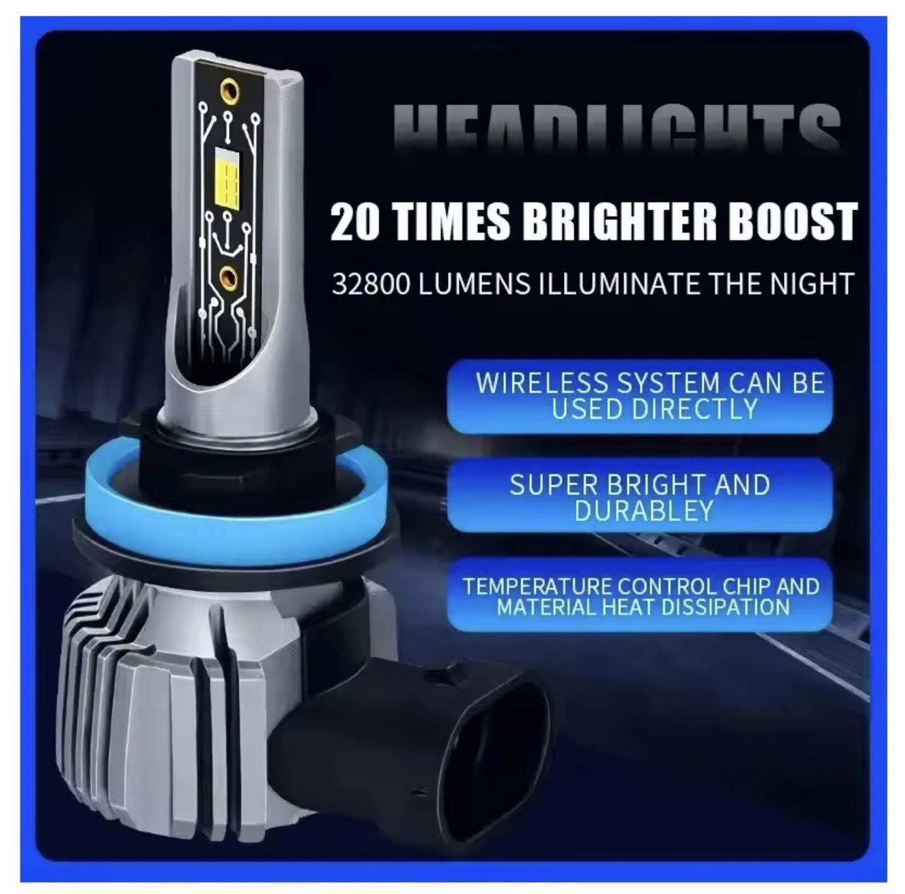 2 stk.  h7 led-forlygtepærer med hi/low-lys 22000lm stk. kold hvid 6500k stk . 60w 12v canbus-klar mini-størrelse, passer også til 9005/hb3 h4 stk.