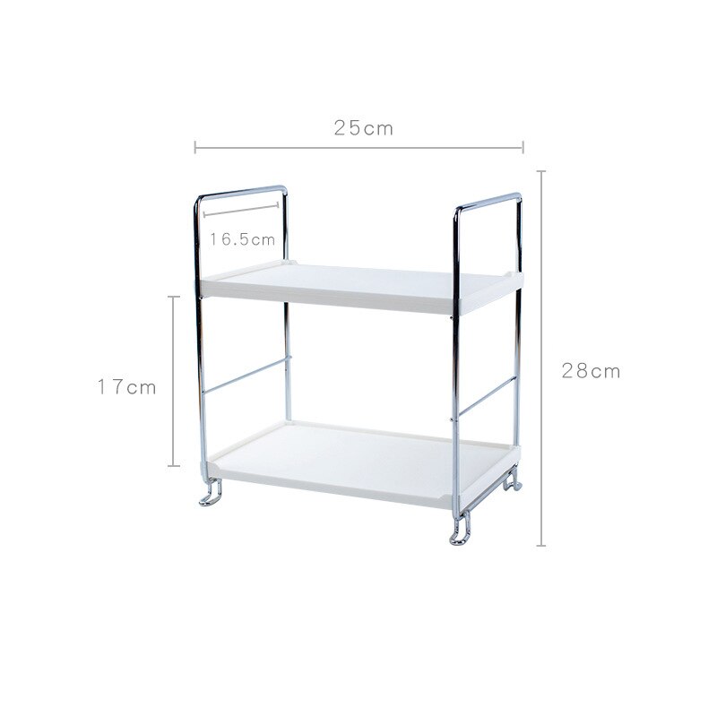 Étagère de salle de bain en acier inoxydable, présentoir de stockage de cosmétiques, de shampooing, de douche à 2 ou 3 niveaux, caddie de toilette, organisateur d'étagères: Silver Rectangle-2L