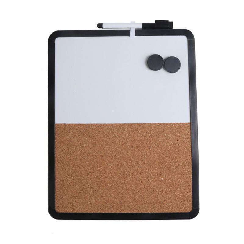 Pizarra magnética de dibujo, tablero de corcho para mensajes, combinación de tablón de anuncios y oficina,: Black