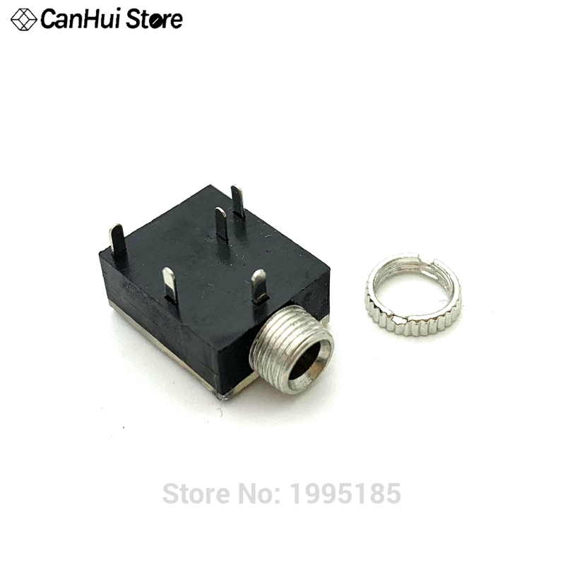 10Pcs 5 Pin 3.5mm Stereo Audio Jack Socket PCB Panel Mount for Headphone With Nut PJ-324M Dual-channel Audio Socket
