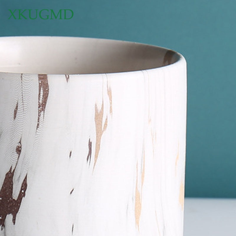 Marmer Patroon Keramische Bloempot Vierkante Cilinder Creatieve Bloempot Desktop Bloemstuk Container Woondecoratie