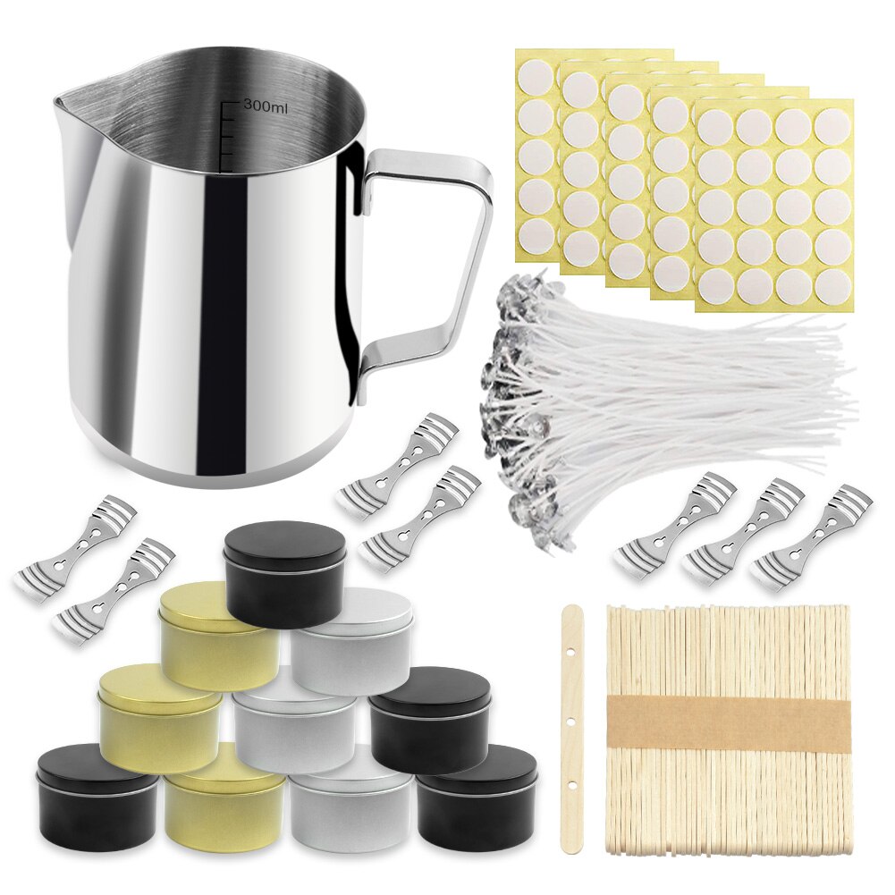 Candle Making Supplies DIY Candle Beeswax Arts Crafts Tin Jars Wick & Holder Supplies Candle Make Pouring Pot Candle Tins