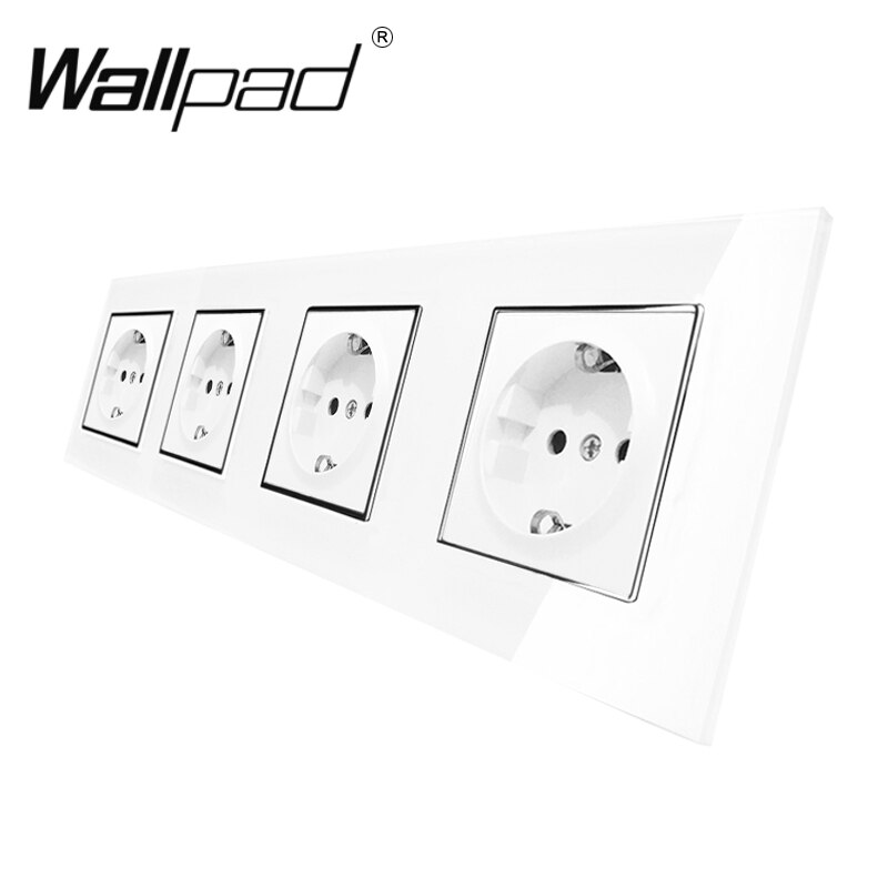 Quadruple Eu Socket Ce Wallpad Luxe White Crystal Grandado