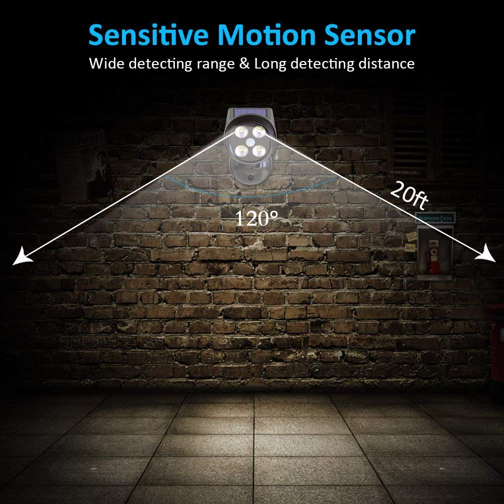 Solar Motion Sensor Spot light Garden Waterproof 360-Degree Rotatable 4LED Solar Panel for Path Porch Garden Path Wall Lights