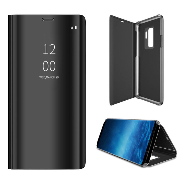 Voor Vivo Y11 Case Luxe Spiegel Flip Case Voor Vivo Y 11 11y Stand Gevallen Voor Vivoy11 Beschermende shell Coque Capa 6.35'': Black