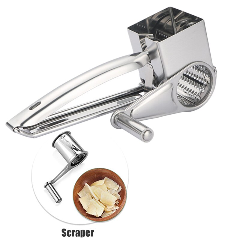 Rallador de queso de acero inoxidable, manivela manual, cuchillas giratorias, picador de verduras, cocina,: style 1