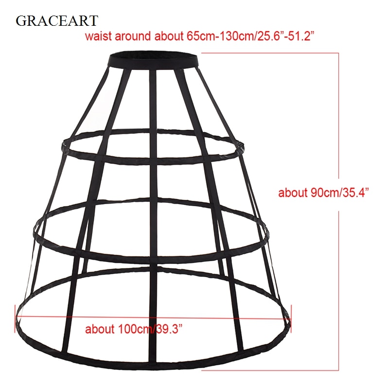 Jupe avec Cage Crinoline pour femme, jupon blanc et noir